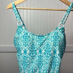 Catalina Sky Blue Patterned Bathing Suit Swim One Piece Diamond Argyle